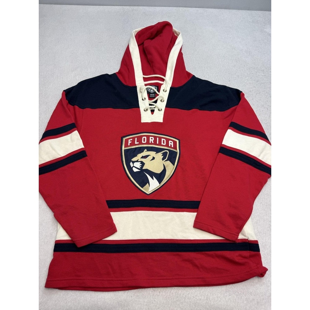 Florida Panthers Hoodie Sweatshirt Mens Medium Red NHL Hockey Lace Up Outerstuff